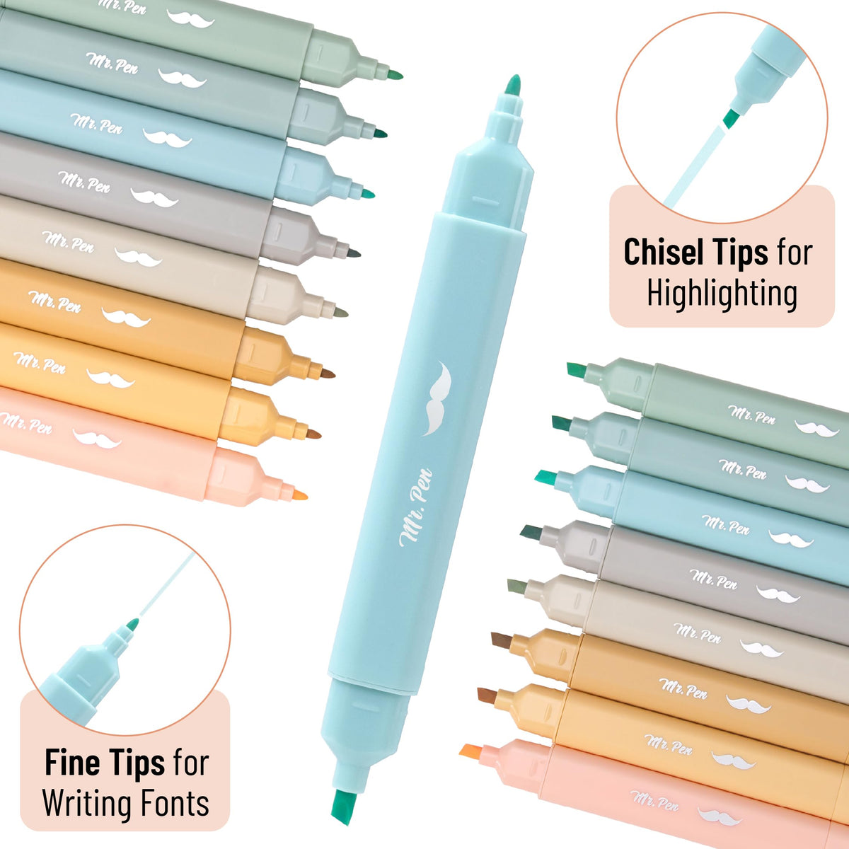 Mr. Pen- Dual Tip Bible Highlighters with Stand, 24 Pack