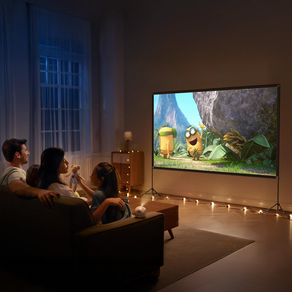 Projector Screen with Stand, 80 Inch Portable Projector Screen Outdoor Indoor, 1.2 Gain Fiberglass Projection Screen, 16:9 Outdoor Movie PVC Screen with Carrying Bag for Movie Night(White Screen)