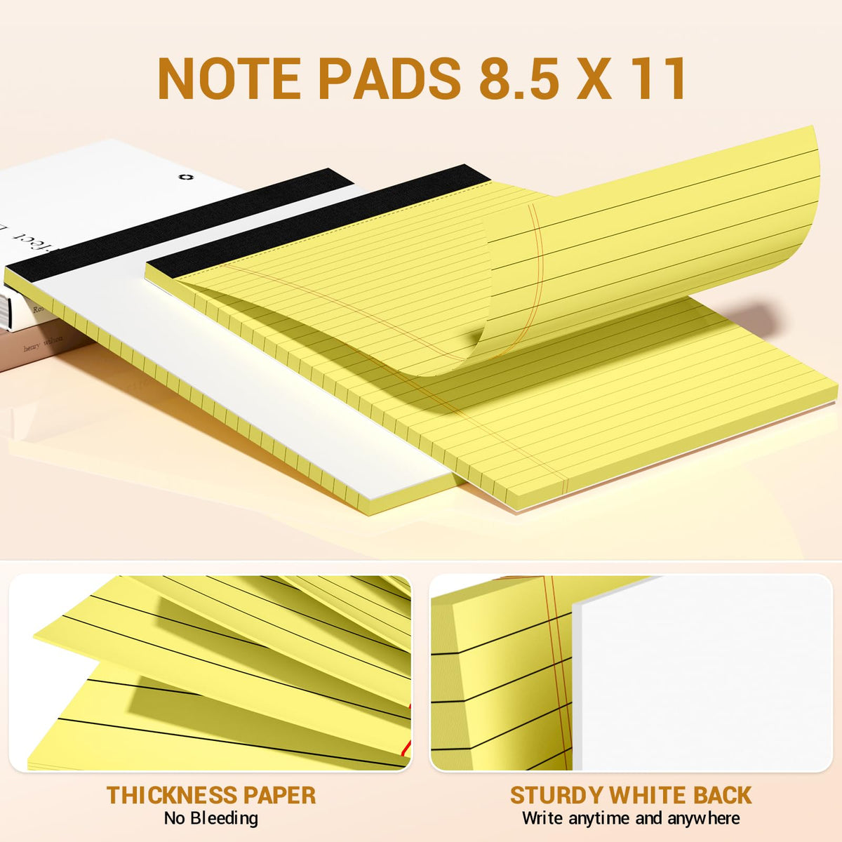 Colored Legal Pads 8.5 x 11, 3 Pack Notepads 8.5 x 11 Wide Ruled Note Pads
