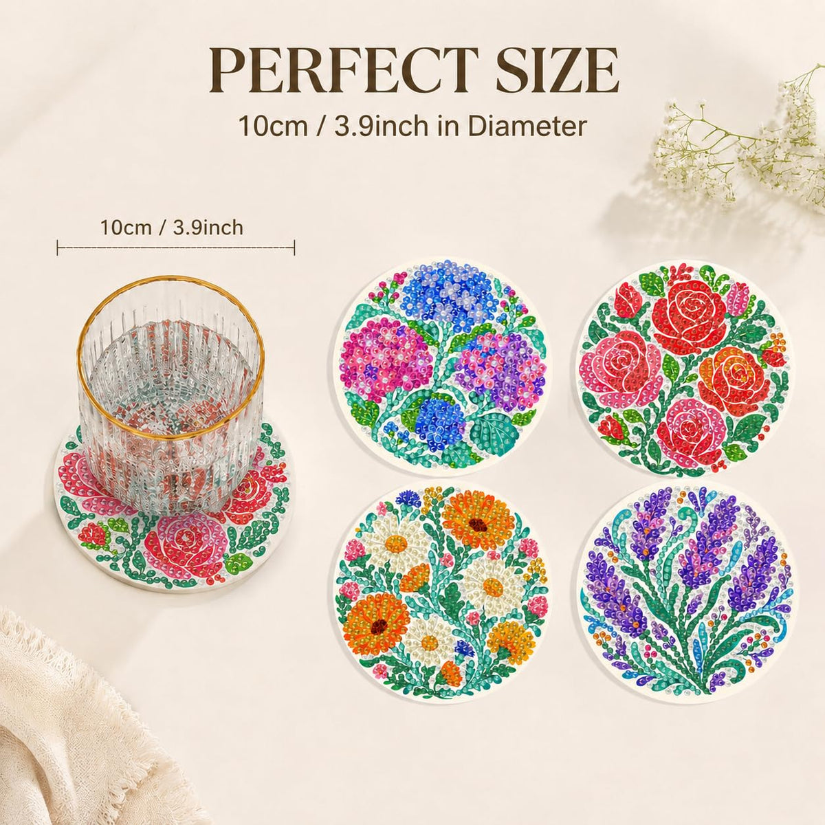 Puraikcmi 8PCs Diamond Paintings Coasters Kits Set, Funny Cat Diamond Art Coasters with Holder, DIY Crafts Diamond Art Kits Adult Craft Diamond Dots Gift