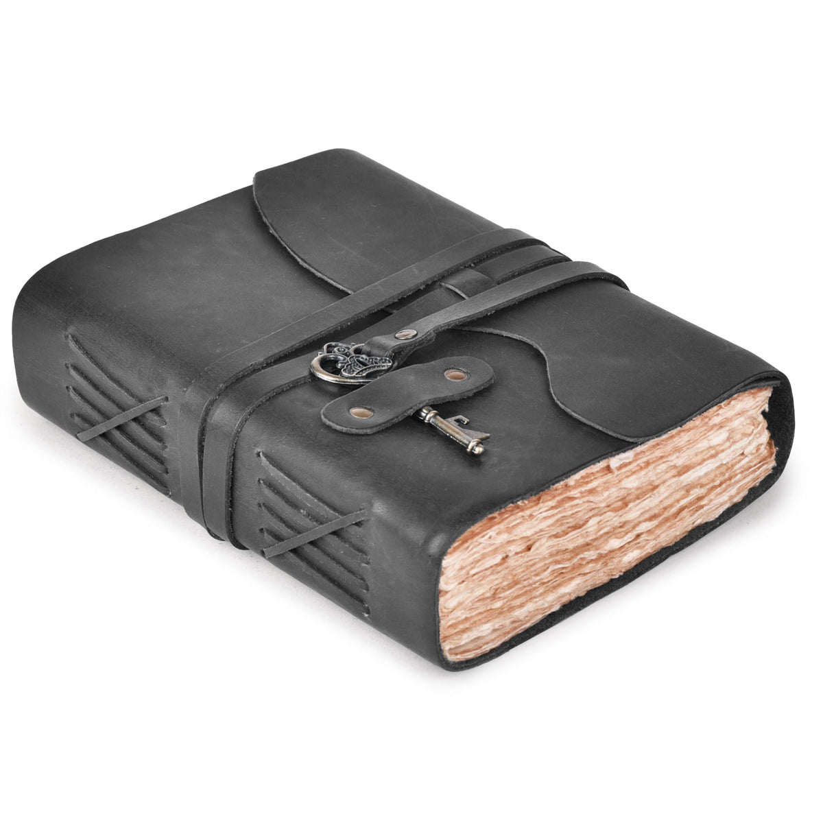 LEATHER VILLAGE Vintage Leather Journal Key Lock, Teal 6x4.