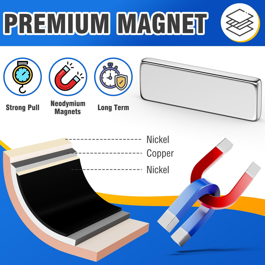 100 Pack Small Neodymium Magnets, Strong Bar Magnets, 10 x 5 x 2mm