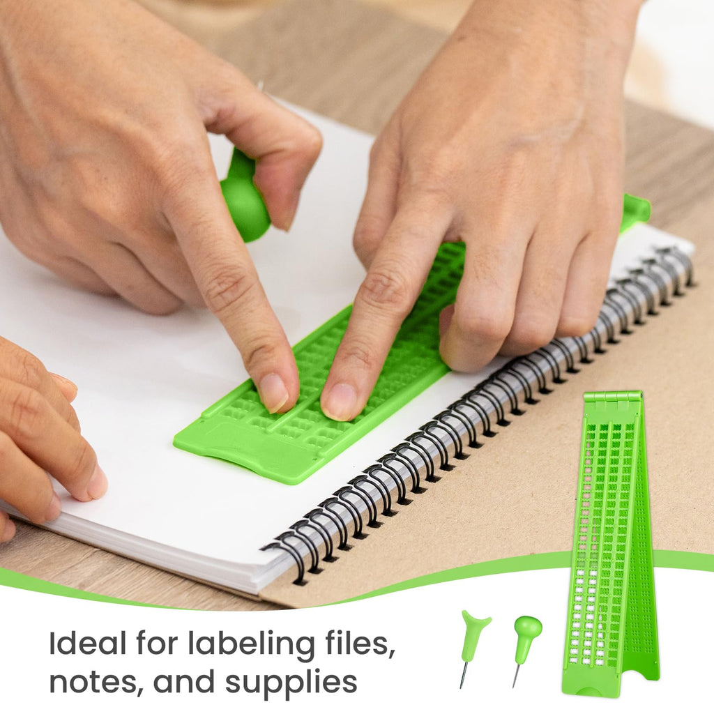 Tactile Braille Geometry Set for Blind & Visually Impaired Students, 6-Piece Math Tools Kit with Ruler, Protractor, 30°/60° Triangles for Special Education