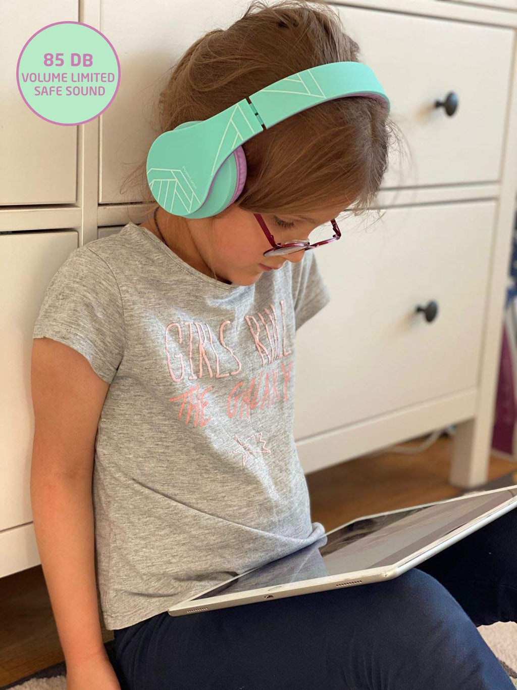 PowerLocus Kids Headphones Over-Ear, Bluetooth Wireless Headphones for Kids,with Microphone, Safe 85DB Volume Limited, Foldable with Carry Case, Audio Cable, Micro SD mode for Online Classes,PC,Phones