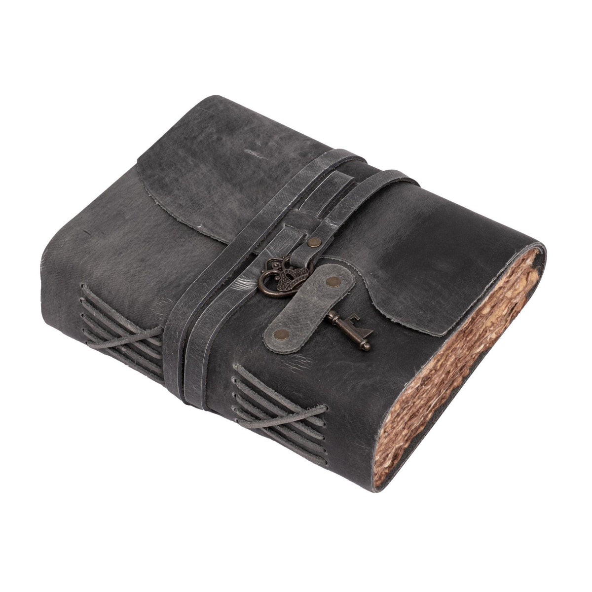 LEATHER VILLAGE Vintage Leather Journal Key Lock, Teal 6x4.