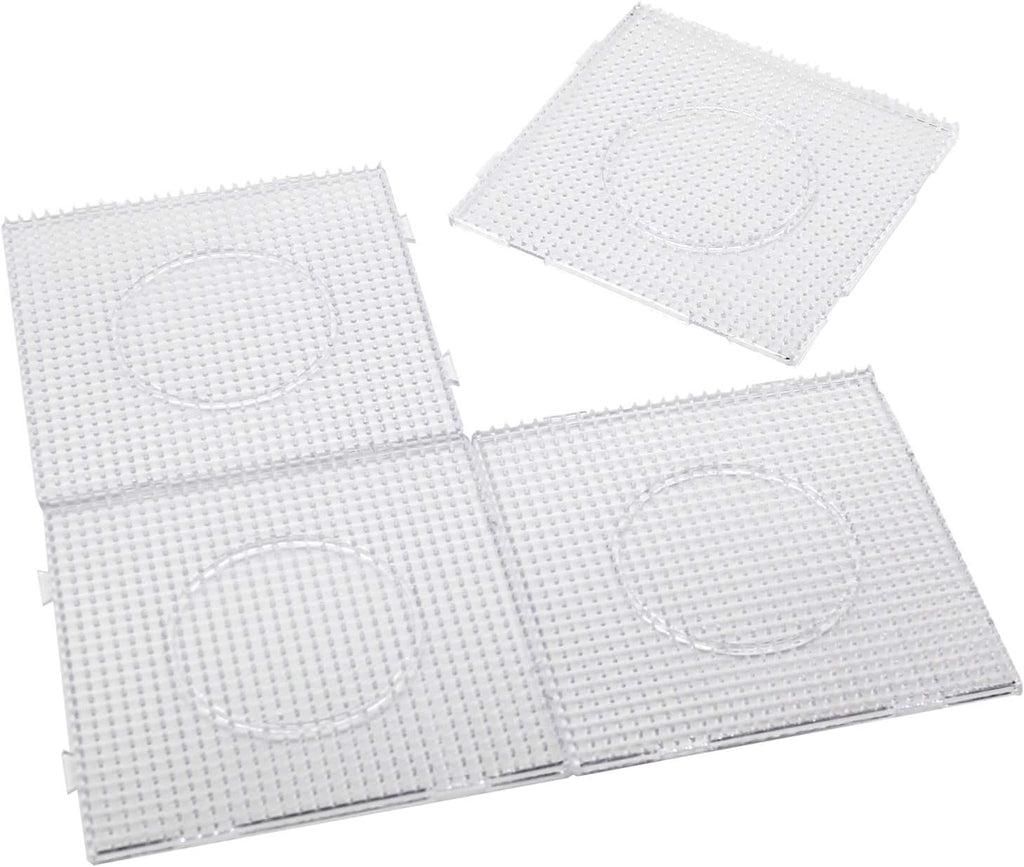 H&W 4PCS 5mm Fuse Beads Boards, Large Clear Pegboards Kits, with Gift 4 Lroning Paper (WA3-Z1)