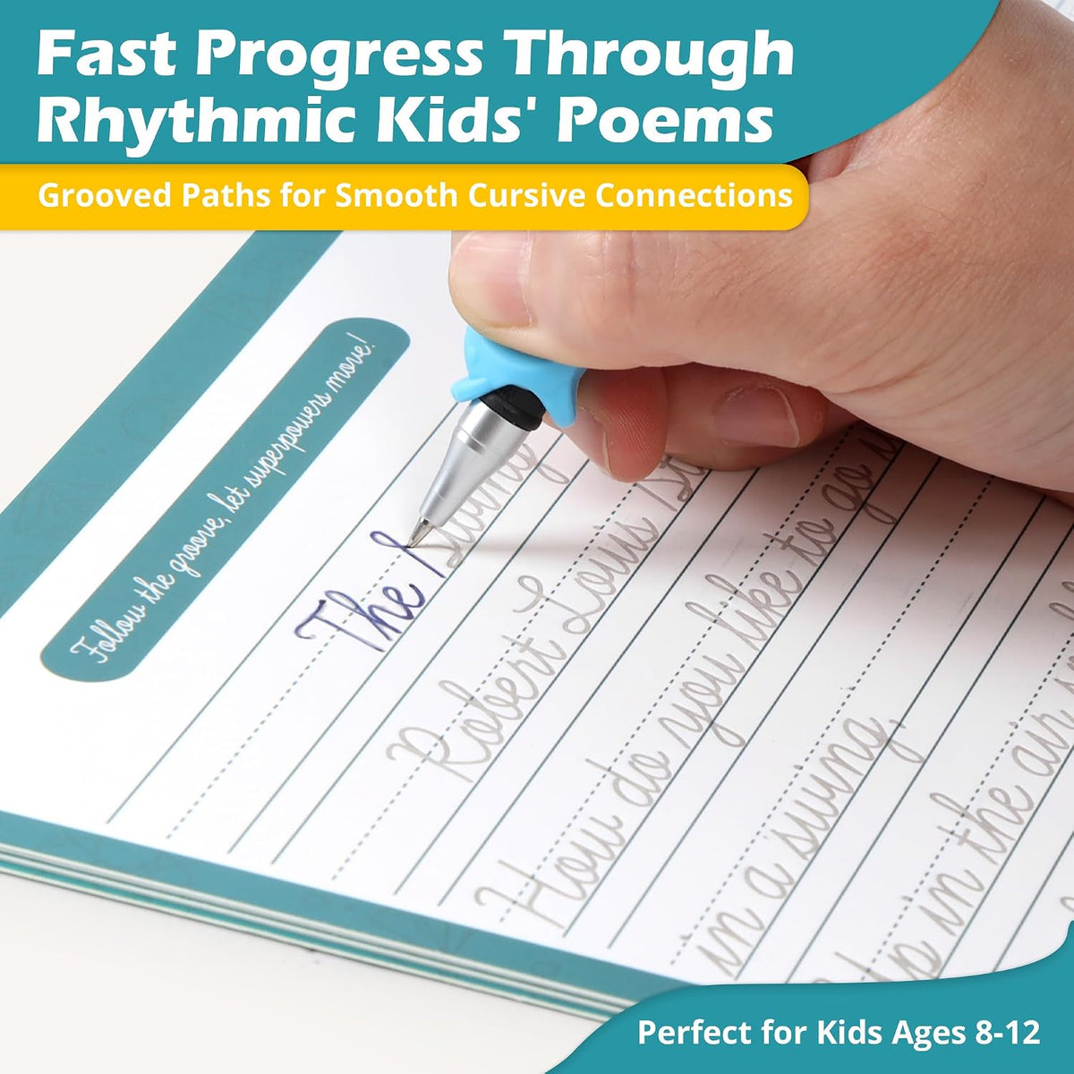Grooved Cursive Handwriting Workbook for Kids-Reusable Magic Practice Book