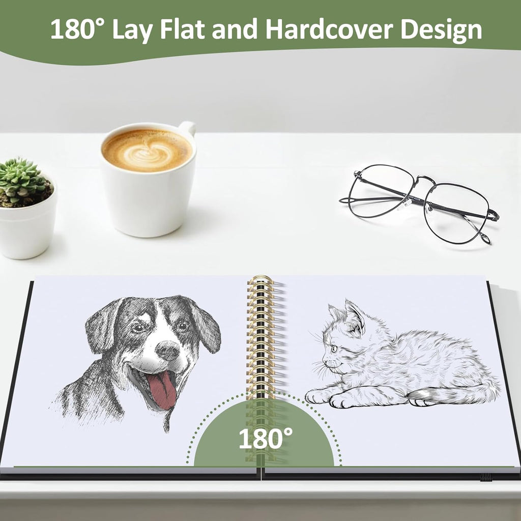 Forvencer Blank Spiral Sketchbook, 8" x 5.6" Hardcover, 100 GSM – 2 Pack