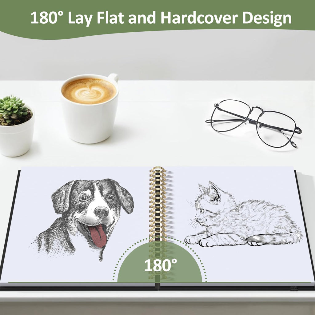 Forvencer Blank Spiral Sketchbook, 8" x 5.6" Hardcover, 100 GSM – 2 Pack