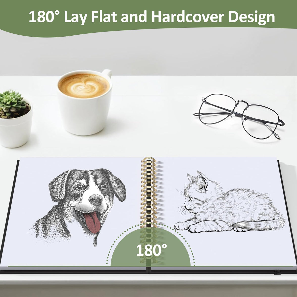 Forvencer Blank Spiral Sketchbook, 8" x 5.6" Hardcover, 100 GSM – 2 Pack