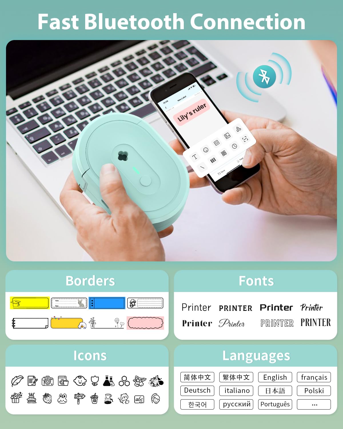NDYIN Label Maker N12 Bluetooth Thermal Label Printer