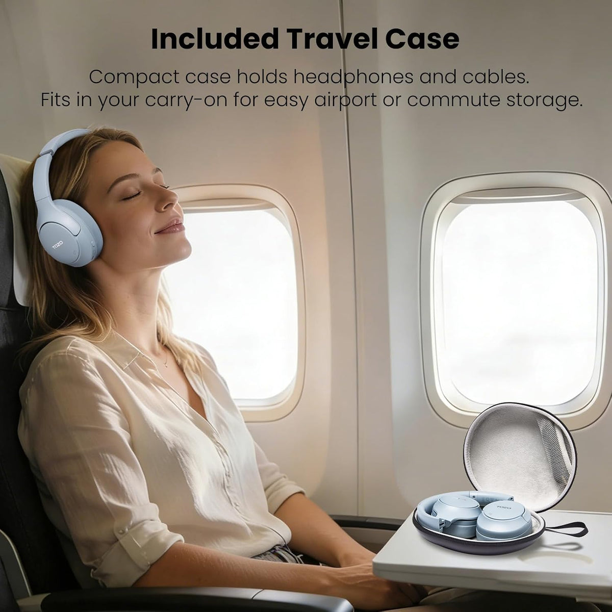TOZO HT3 Hybrid Noise Cancelling Wireless Headphones, 90H Over Ear Headset
