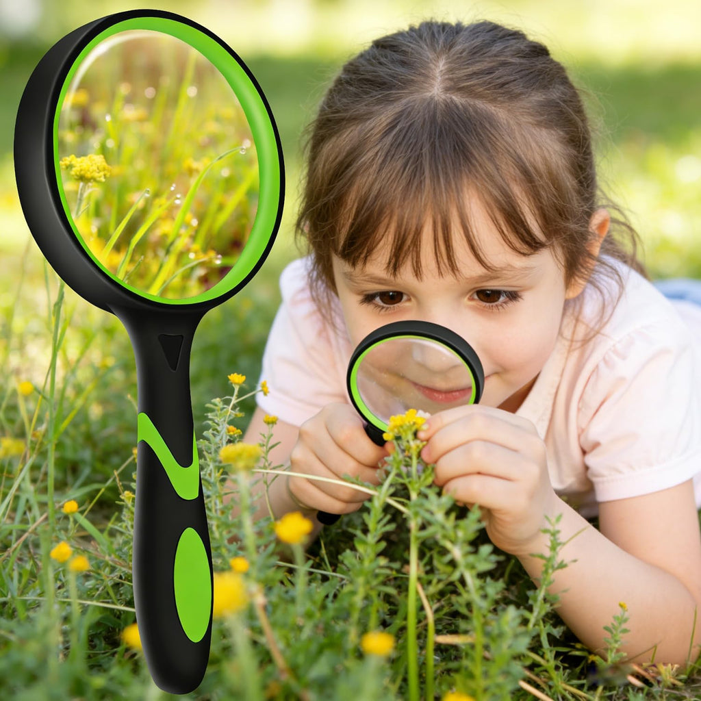 2-Set 75mm 10X Hand-Held Reading Magnifier with Non-Slip Rubber Grip, Good for Senior Users, Hobby Exploring & Scientific Activities