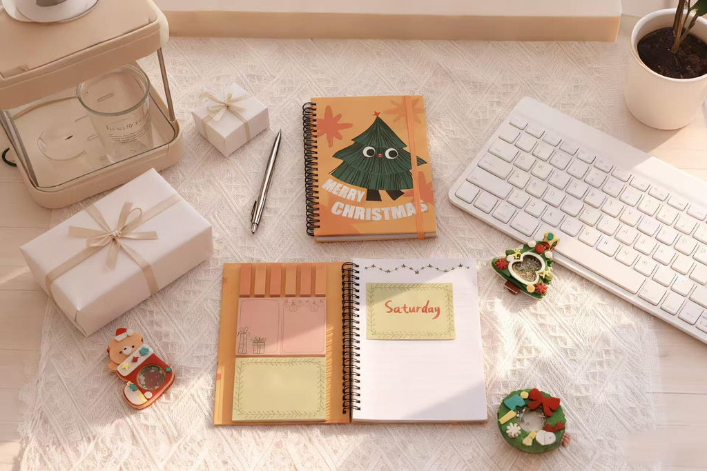 A5 Spiral Sticky Notebook,with 9 pads of decorated sticky notes and a handy notebook,for Bible study;Note Pads Teacher Appreciation Gift Writing Memo Pads School Office Supplies and Daily Life Organization (Daisy)