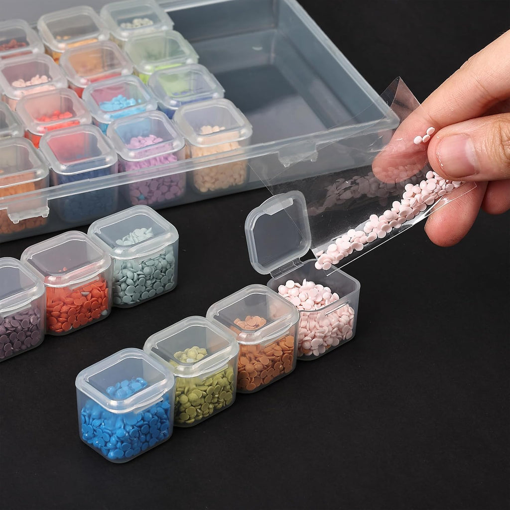 Mr. Pen- Bead Storage Containers, 28 Grids, 2 Pack, Clear White