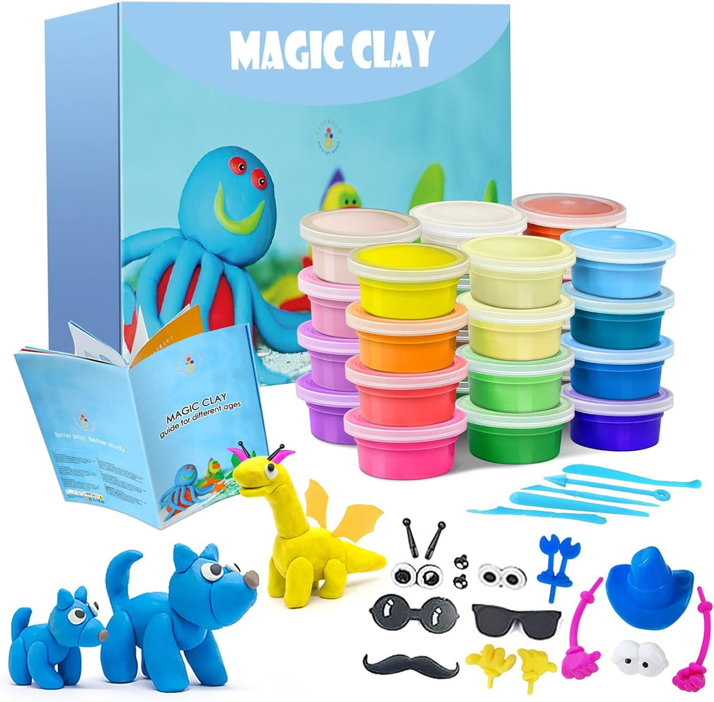 Air Dry Clay Sculpting Kit, 24 Colors with Animal Accessories