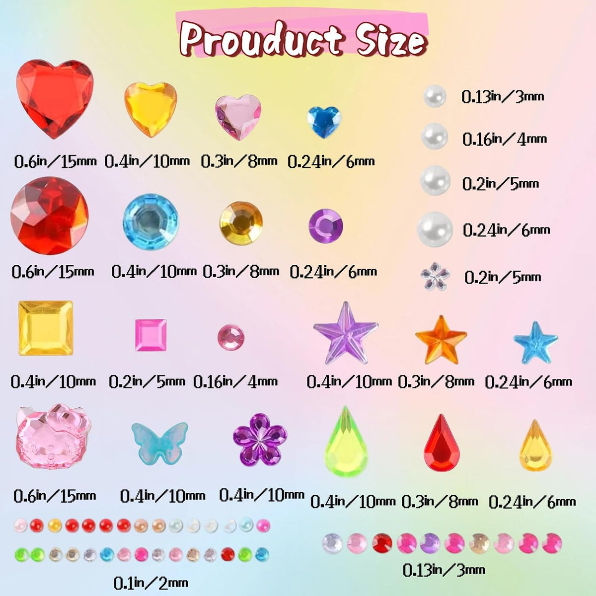 3521 Pieces Self Adhesive Jewels for Crafts, Gems Stickers for Kids, Flat Back Plastic Fake Jewels for Scrapbook Supplies and face gems