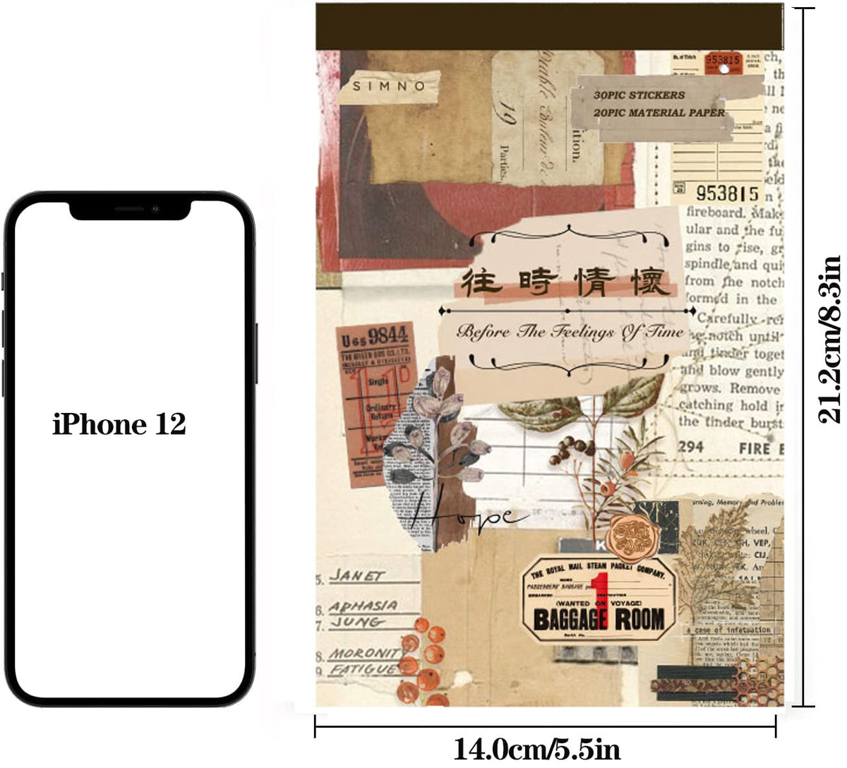 Vintage Ephemera Stickers Scrapbook Sticker Book with 439 Stickers and 20 Scrapbook Papers Sticker Book for journaling