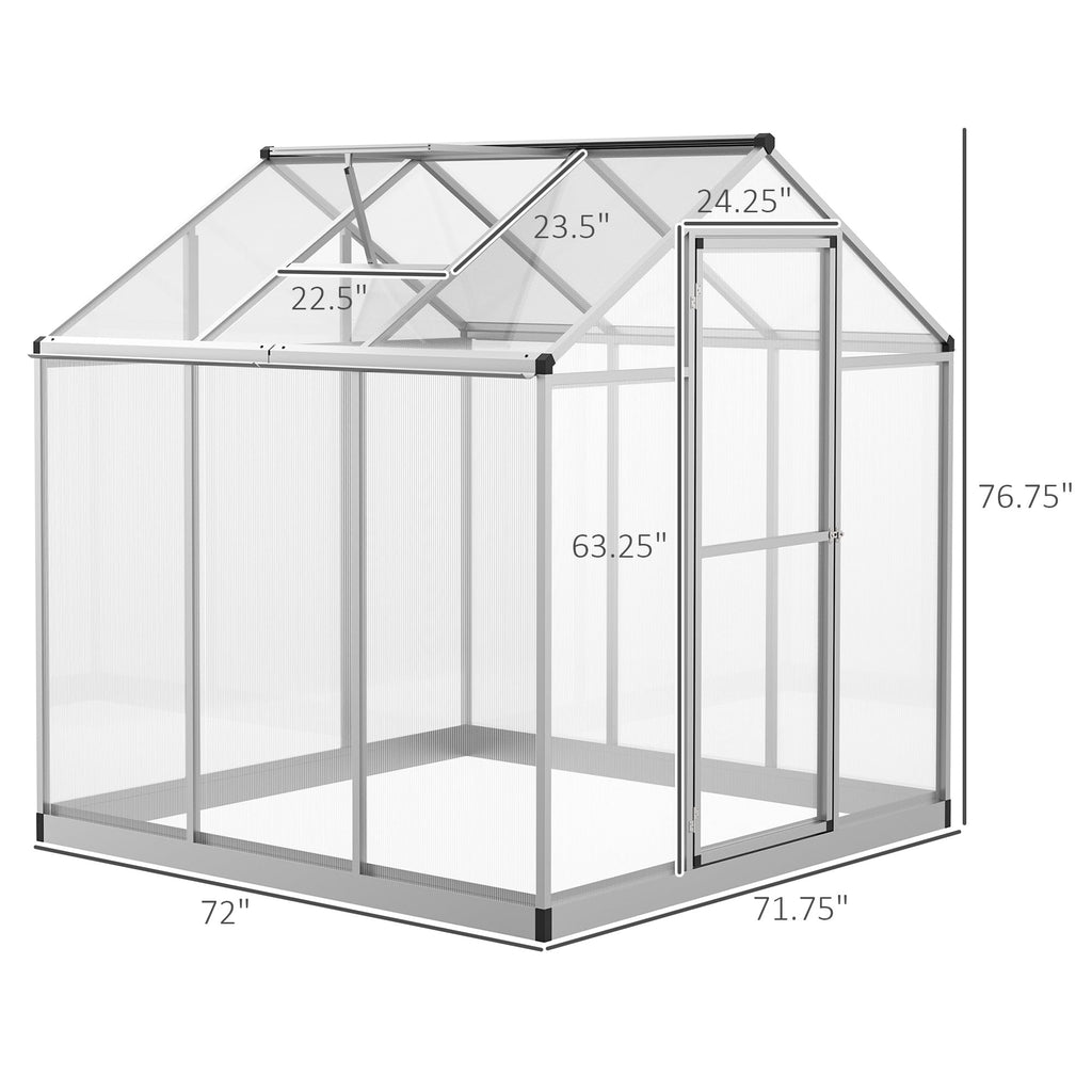Outsunny Polycarbonate Greenhouse, Up to 60 Sq Ft (4 ft × 6 ft to 10 ft × 6 ft)