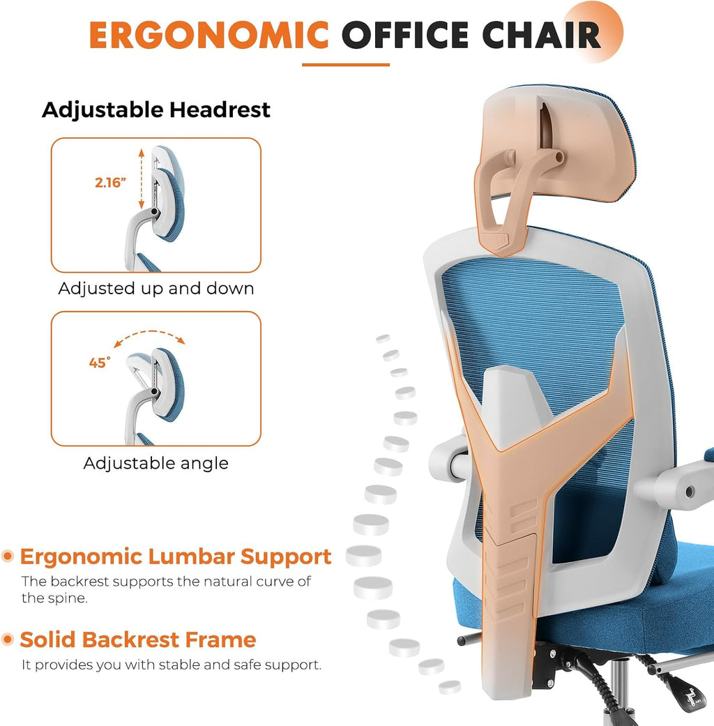 Sweetcrispy Ergonomic Office Desk Chair, Swivel Computer Chair