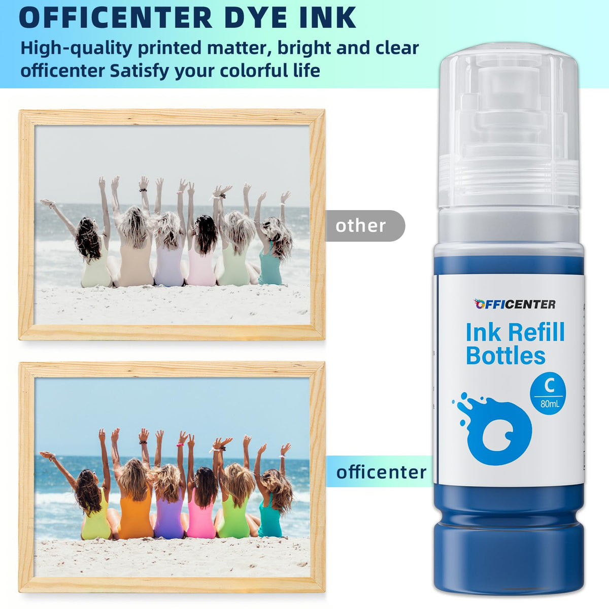 OFFICENTER Compatible Ink Refill Bottles for ET2760 ET-4760 ET2750 ET-3760 ET-2850 ET-15000 ST-4000 ST-2000 ET-3710 ET-3850 ET-3750 ET-4850 ET-3830 ET4750 ET2700 ST3000 ET3700 Printer(2BK C M Y)