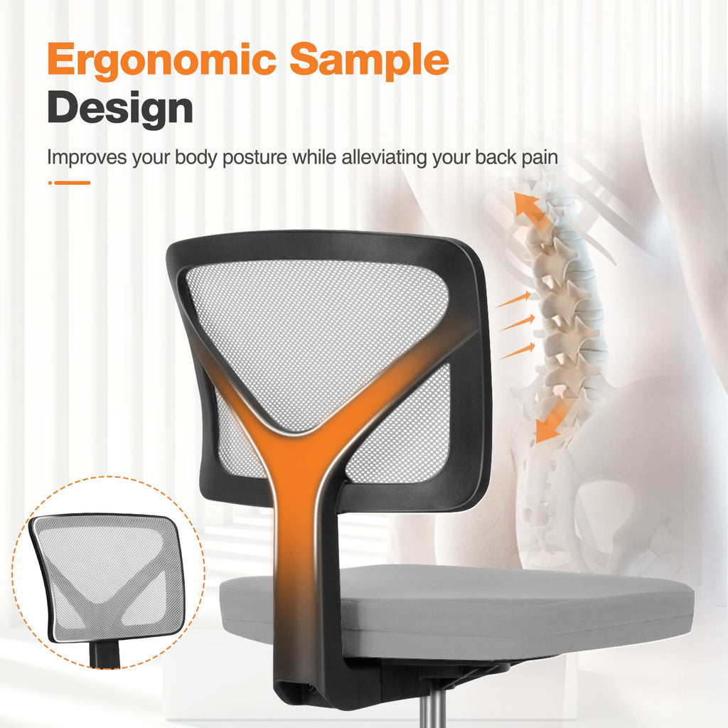 Sweetcrispy Small Armless Desk Chair, Mesh Rolling Office Chairs
