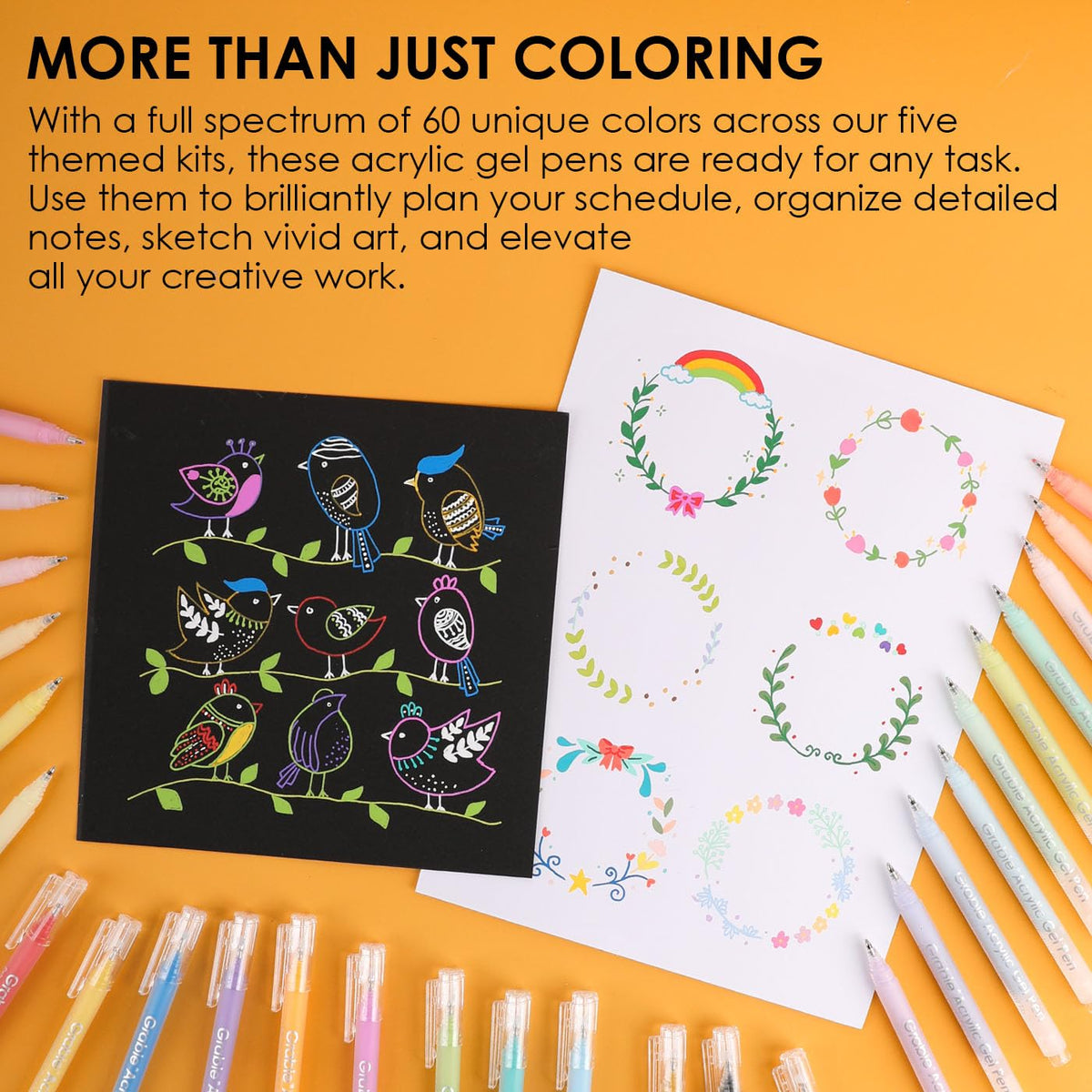 Grabie Acrylic Gel Pens Coloring Kit with Book, Pack of 12 Ocean Colors