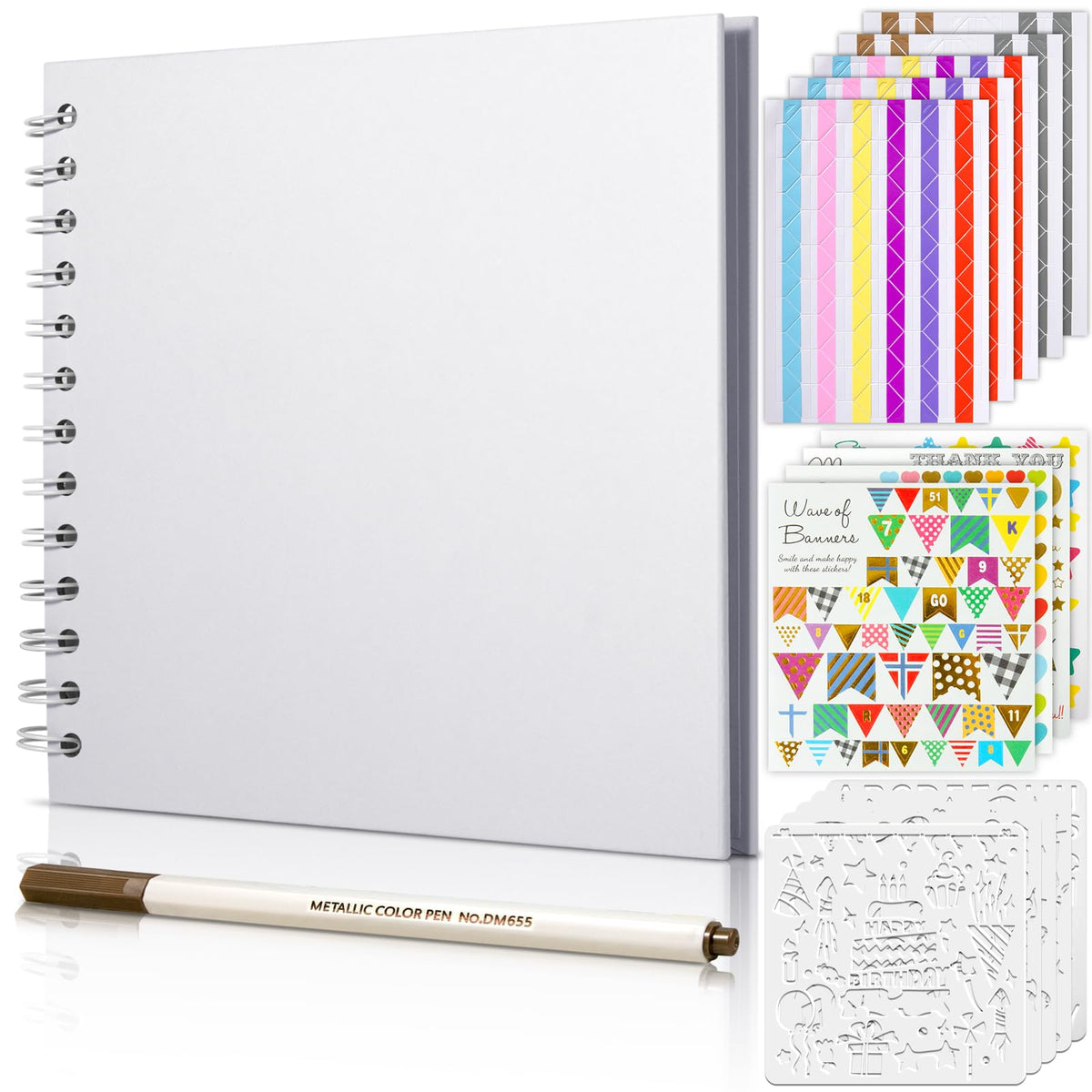Gotideal 80 Pages Scrapbook Album with 10 Metallic Markers, Black