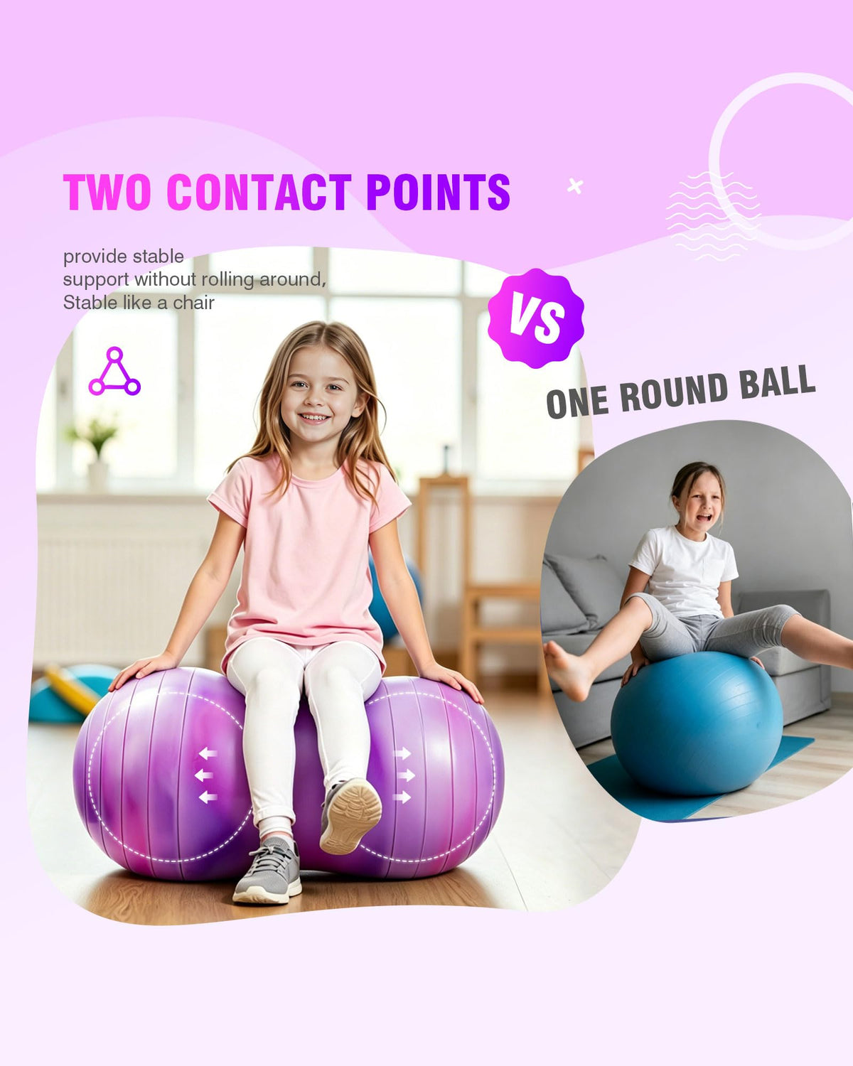 ZOOJOY Peanut Ball for Kids and Adults, 18/20Inch Anti-Burst Exercise Ball