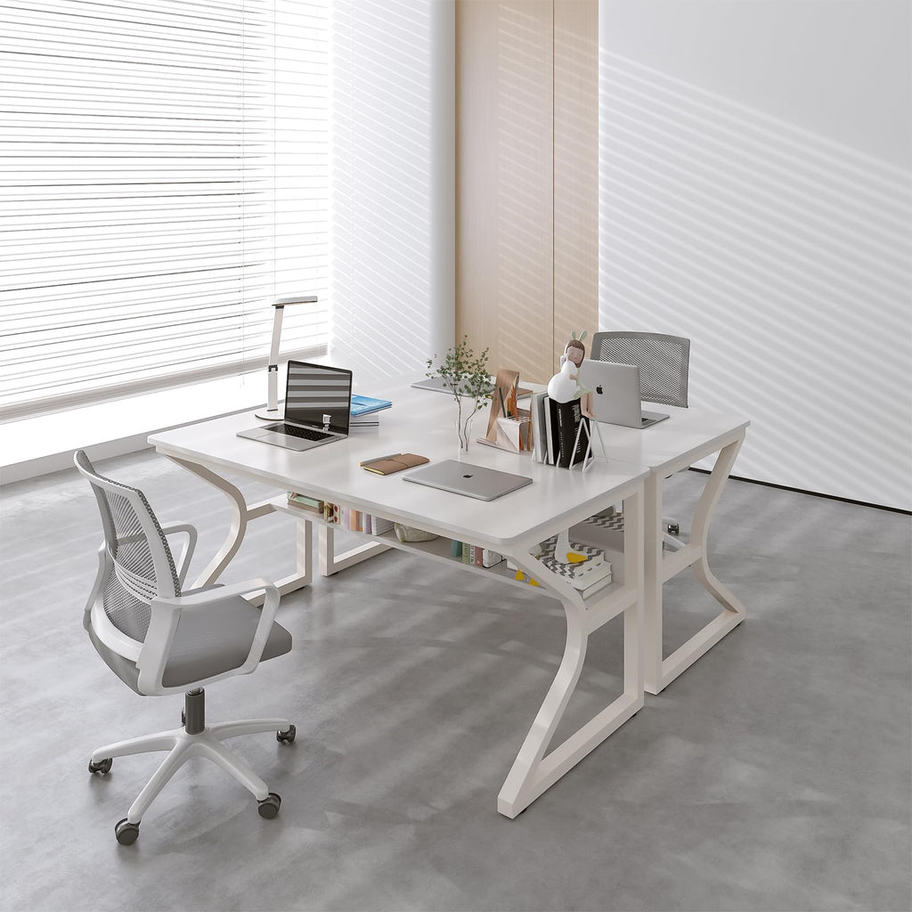 OSCHF 63-Inch Two-Student Desk with Storage Shelf