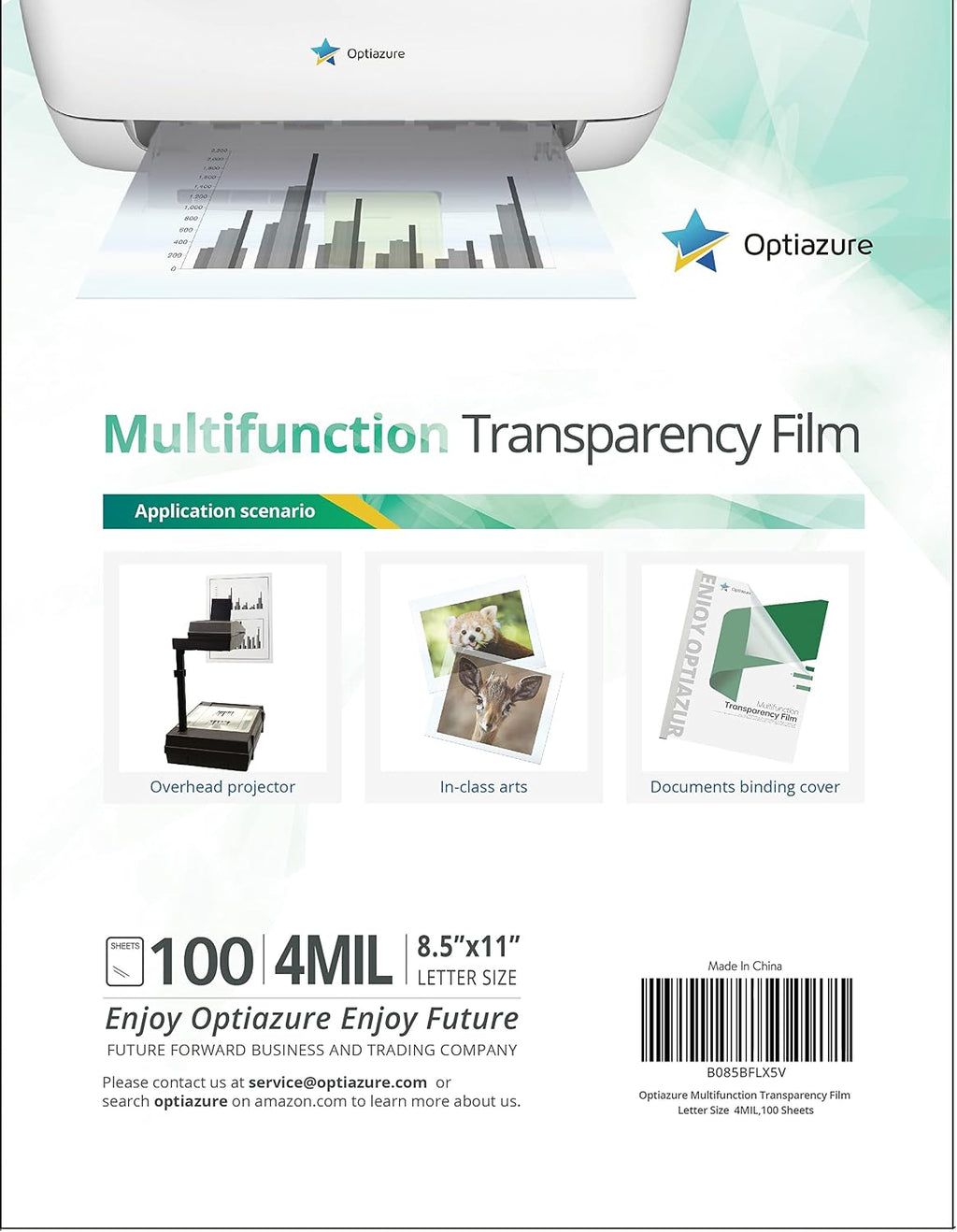 Optiazure Laser Transparency Film, Letter Size (100 Sheets)