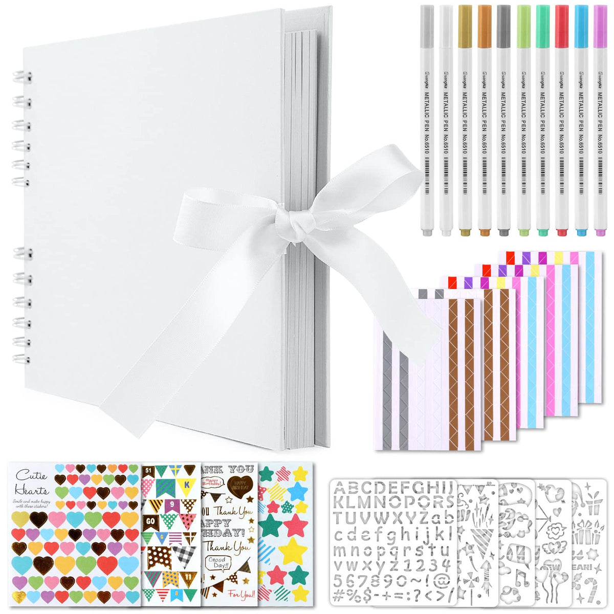 GOTIDEAL: Scrapbook Album with Metallic Markers & Photo Corners (Multiple Sizes & Colors)