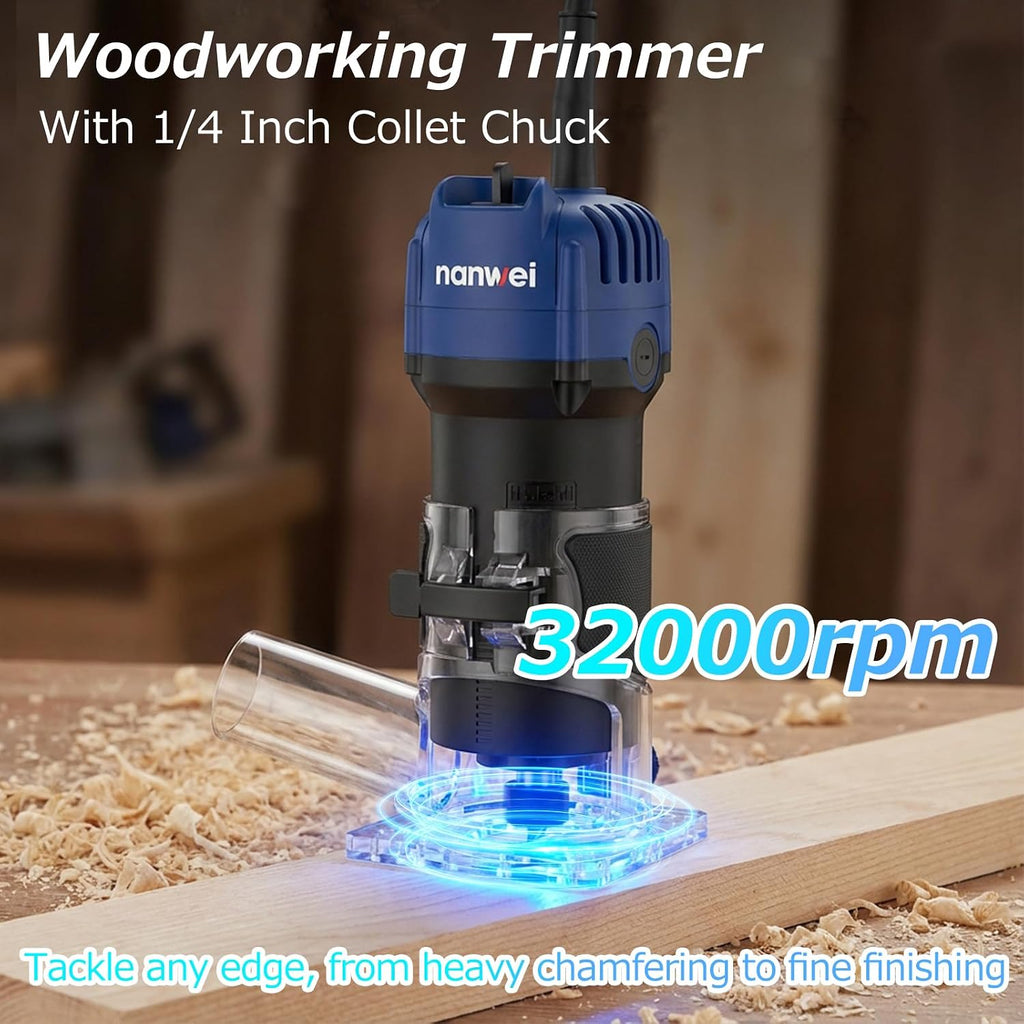 NANWEI 450W Router Tool for Woodworking, Hand Wood Router Tool, 32000rpm Compact Edge Trimmer（No Bits）