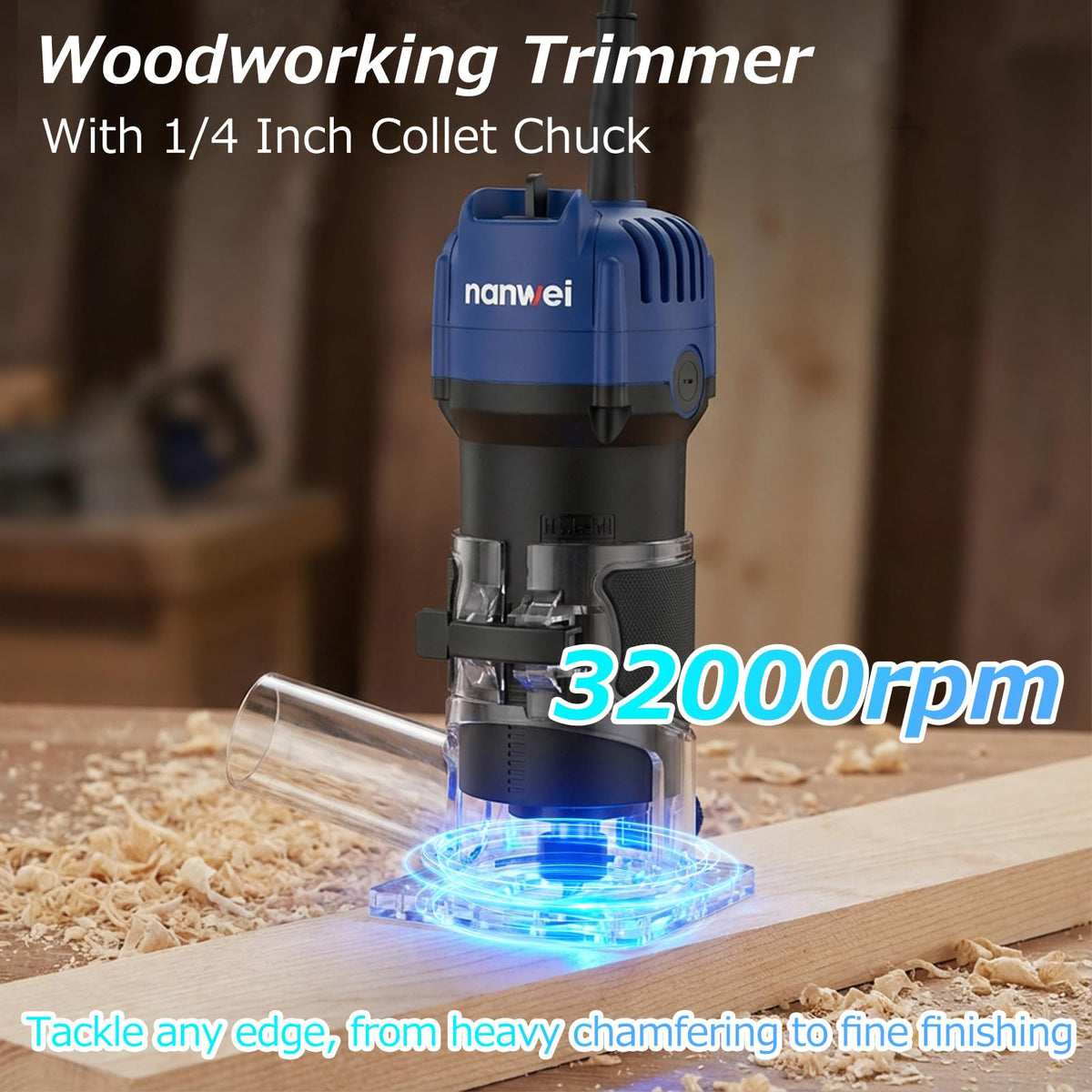 NANWEI 450W Router Tool for Woodworking, Hand Wood Router Tool, 32000rpm Compact Edge Trimmer（No Bits）