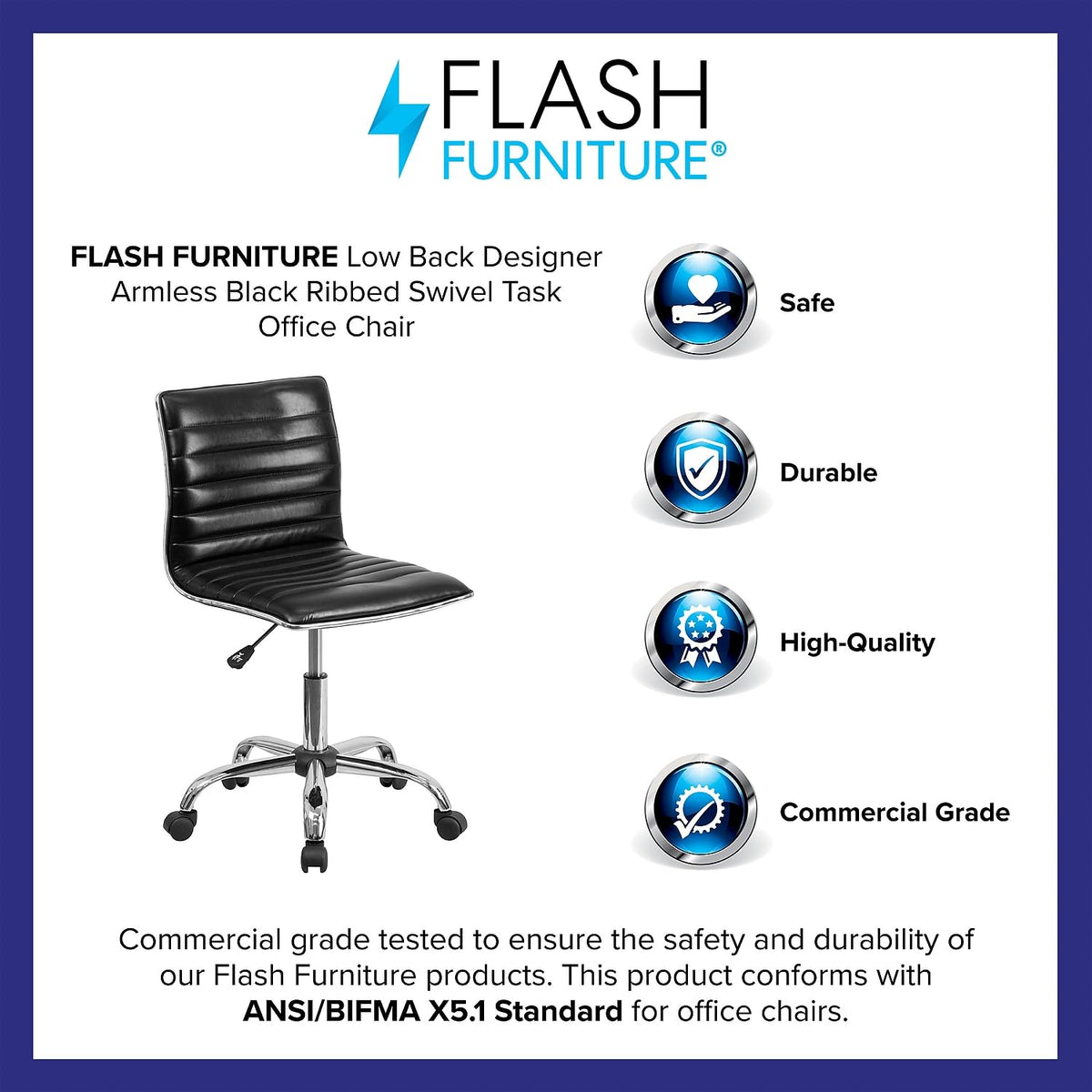Flash Furniture Swivel Office Chair, Black