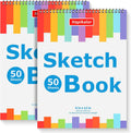 9" x 12" Sketch Book, 2-Pack 50 Sheets Spiral Bound Art Sketchbook Notebook
