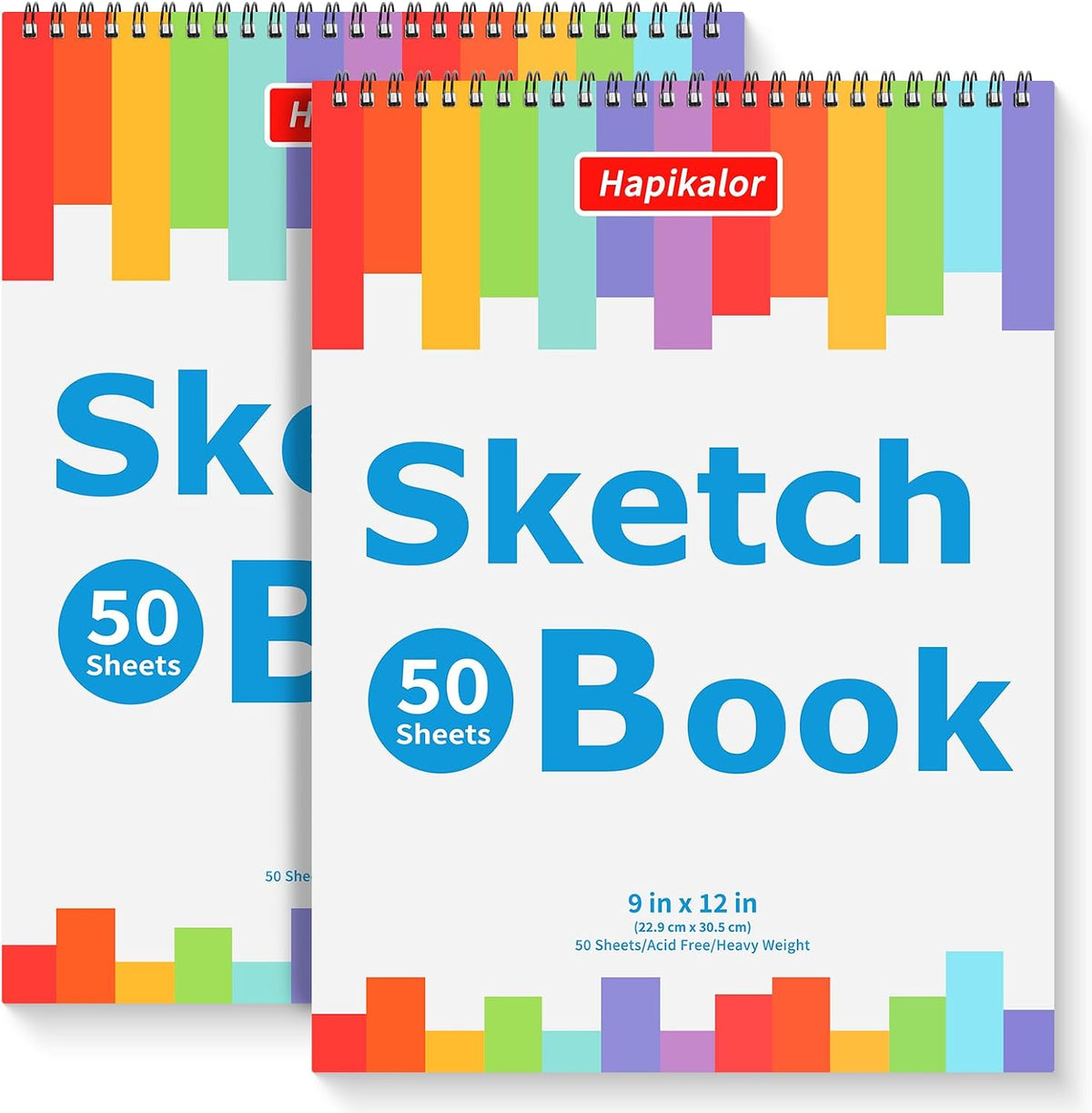 9" x 12" Sketch Book, 2-Pack 50 Sheets Spiral Bound Art Sketchbook Notebook