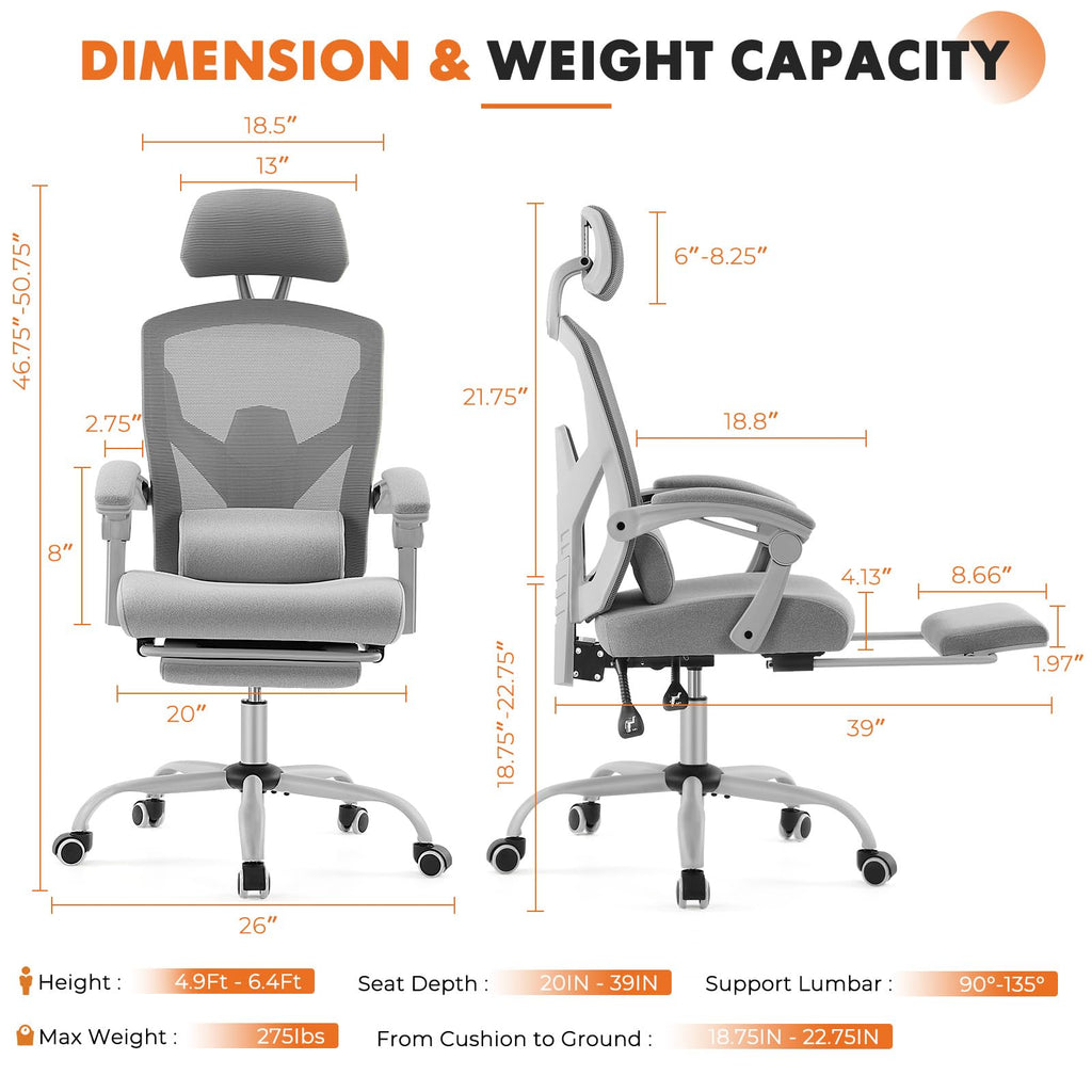 Sweetcrispy Ergonomic Office Desk Chair, Swivel Computer Chair