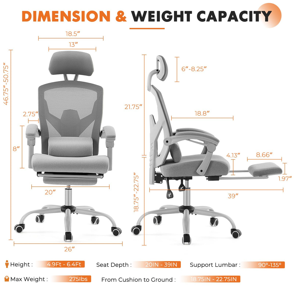 Sweetcrispy Ergonomic Office Desk Chair, Swivel Computer Chair