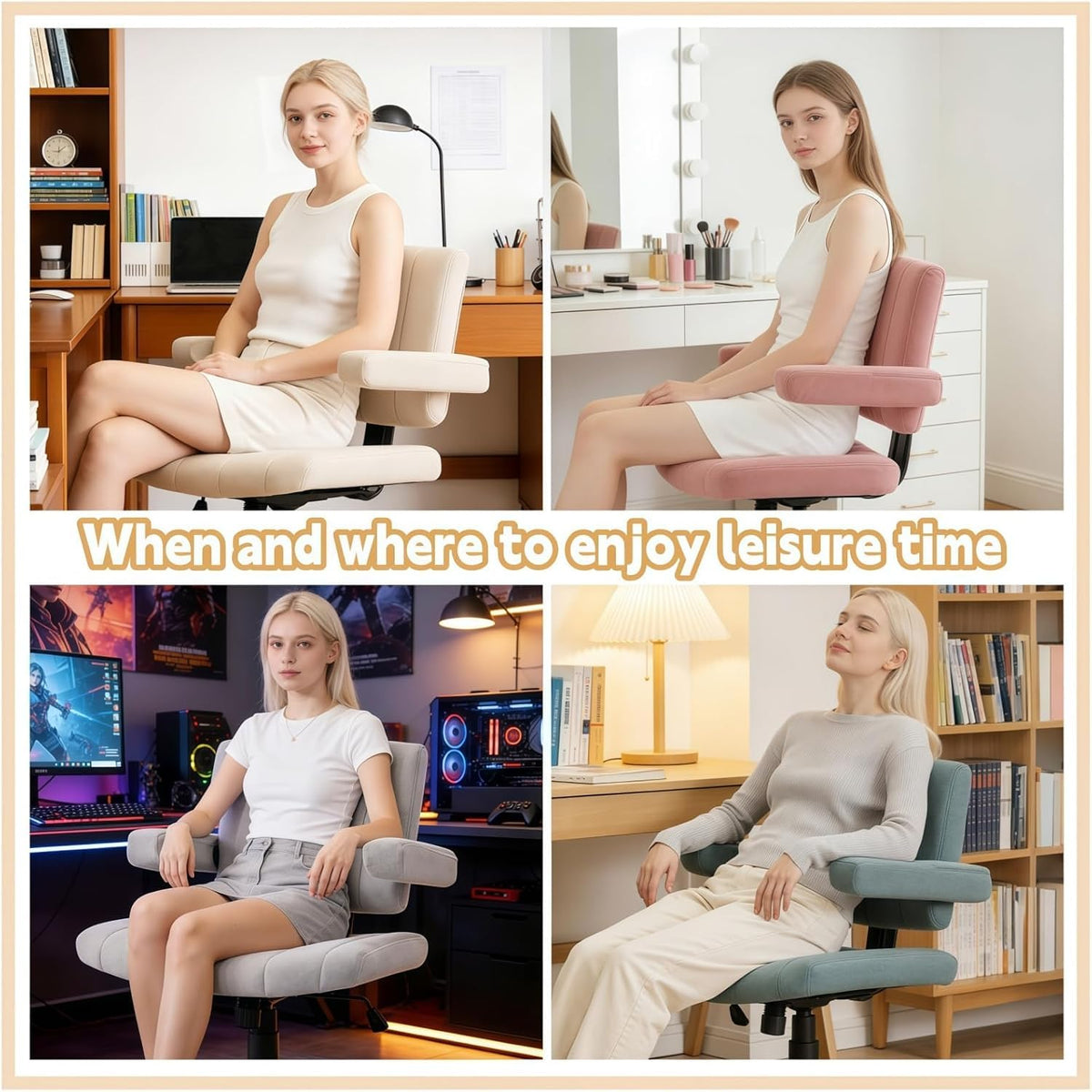 Vigosit Plush Cross-Legged Desk Chair (Multiple Colors)