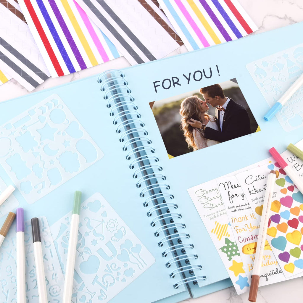Gotideal 80 Pages Scrapbook Album with 10 Metallic Markers, Black