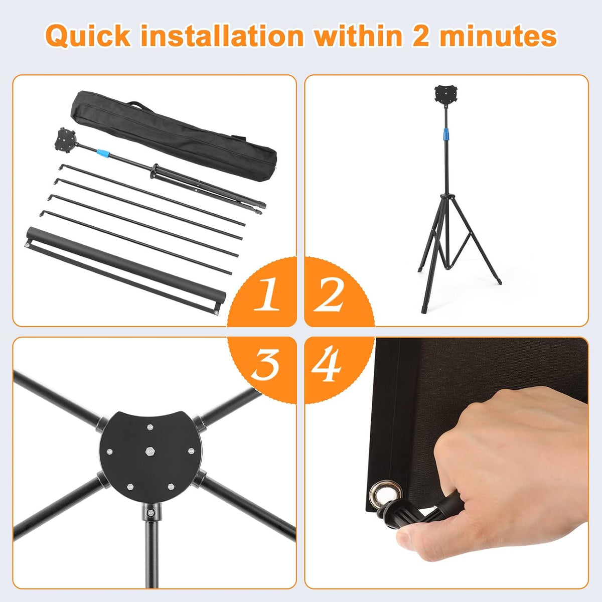 Projector Screen with Stand, 80 Inch Portable Projector Screen Outdoor Indoor, 1.2 Gain Fiberglass Projection Screen, 16:9 Outdoor Movie PVC Screen with Carrying Bag for Movie Night(White Screen)