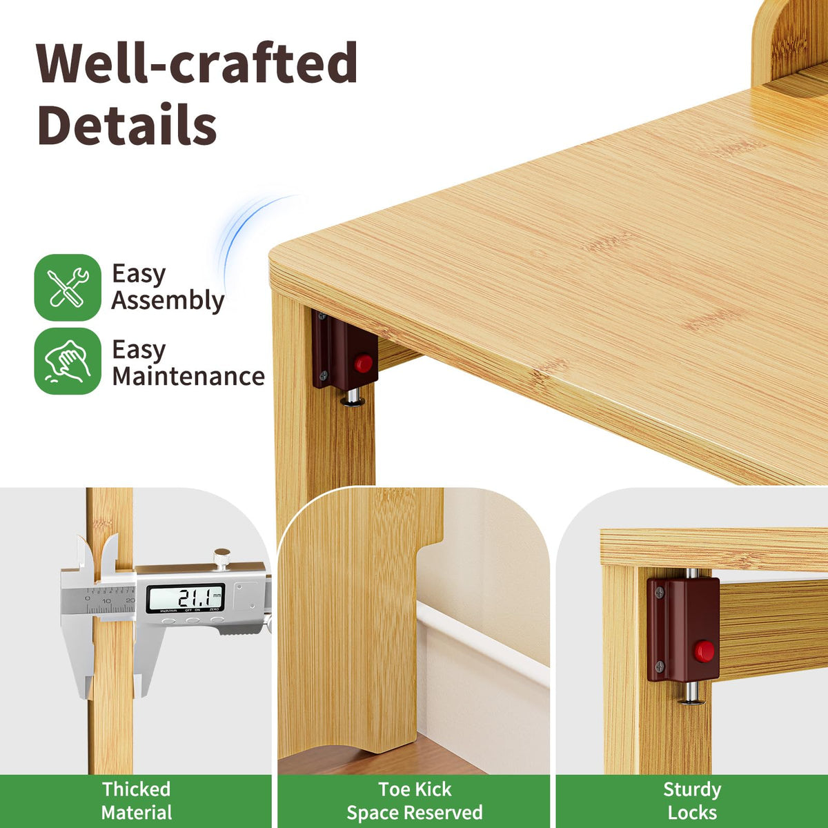 Dezyfurni Bamboo Folding Student Desk with Storage