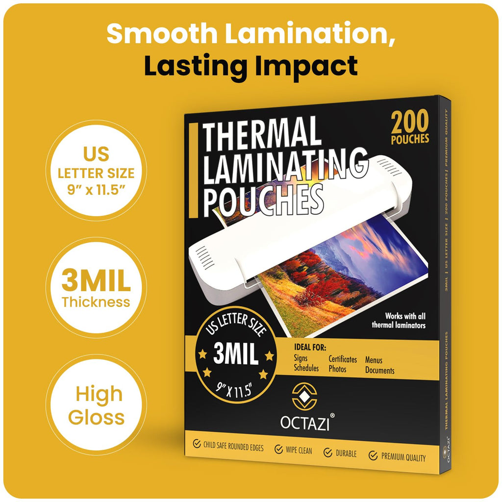 OCTAZI: Letter Size Thermal Laminating Sheets (3 Mil, 100-Count)