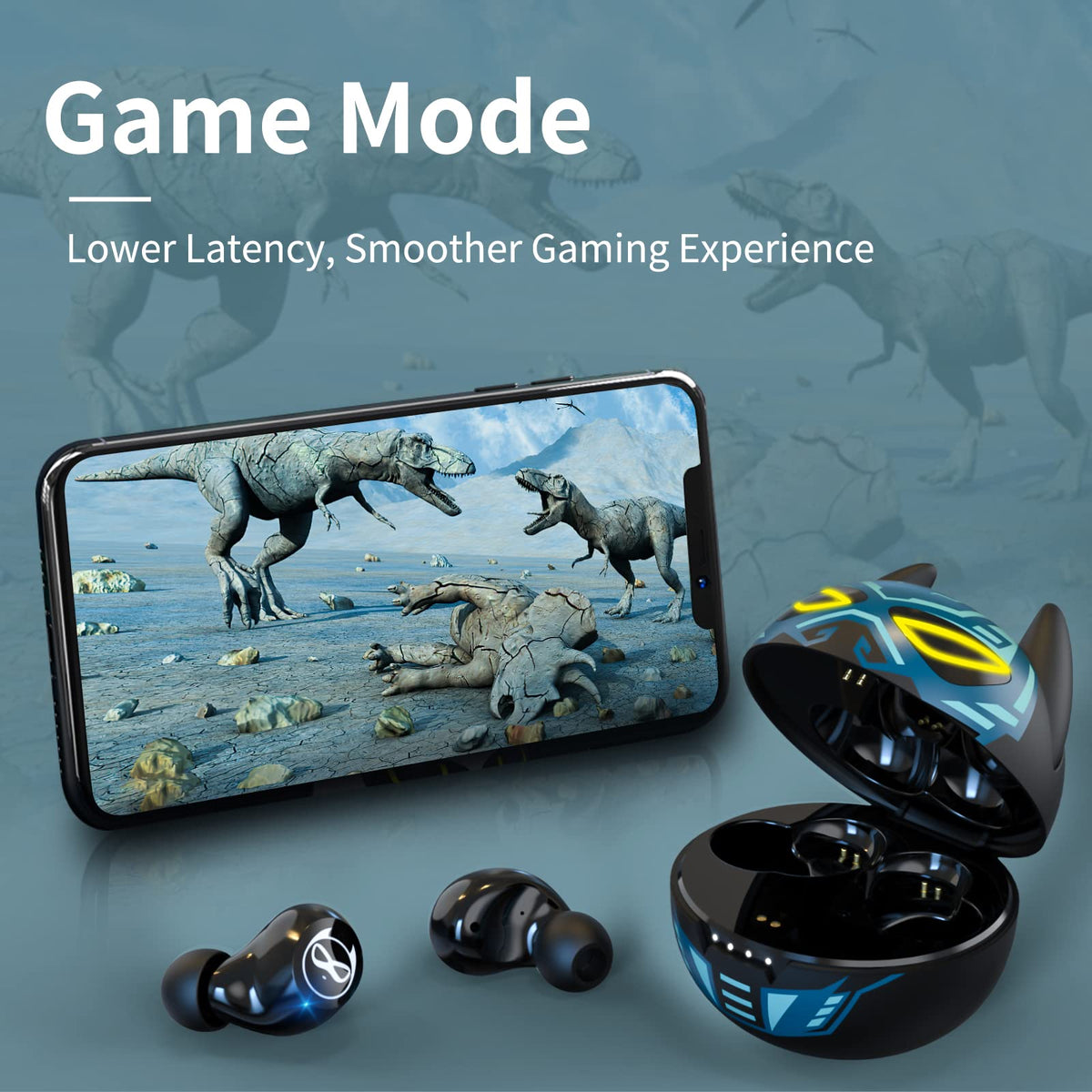 Kids Wireless Earbuds, Noise Reduction Earbuds for Kids Bluetooth 5.0 Waterproof in-Ear Headphones with Mic and Charging Case, Deep Bass Touch Control 36H Playtime Headset for School.