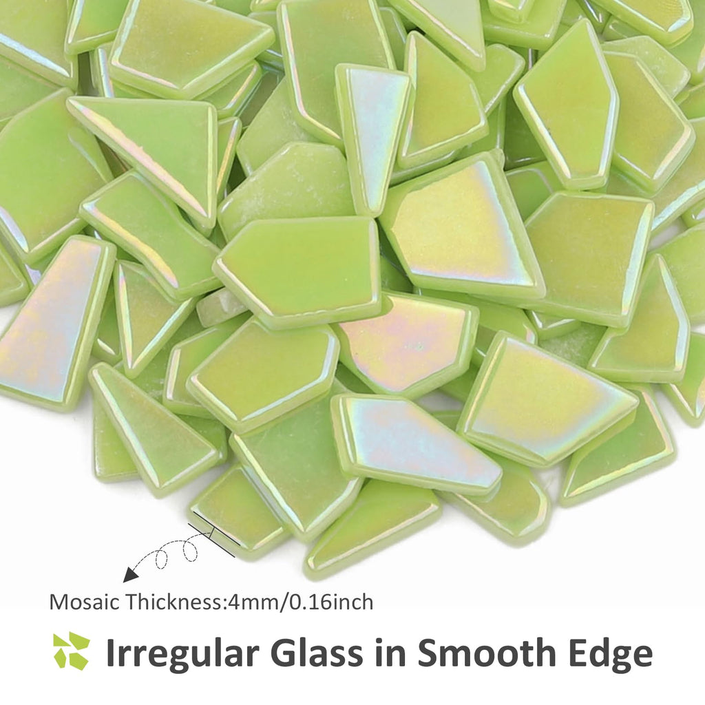 Iridescent Glass Mosaic Tiles for Crafts Bulk,200g Broken Mosaic Glass Pieces for DIY Home Garden Art Projects, Handmade Crafts & Decor