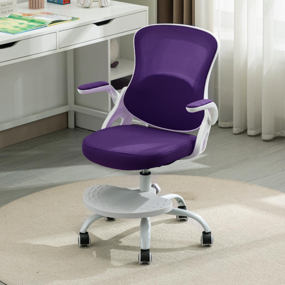 Kids Desk Chair,Ergonomic Study Chair with Adjustable Height,Swivel Mesh Desk Chair with Wheels,Home Office Chair for Children in Home Bedroom Blue