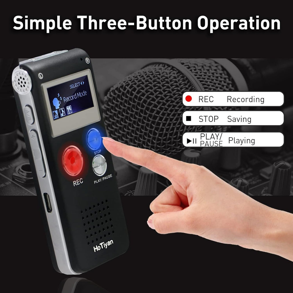 Digital Voice Recorders 8GB Audio Recorder Voice Activated Recorder for Lectures, Meetings, Interviews Recording Device with Microphone USB Cable, MP3 Player (8GB