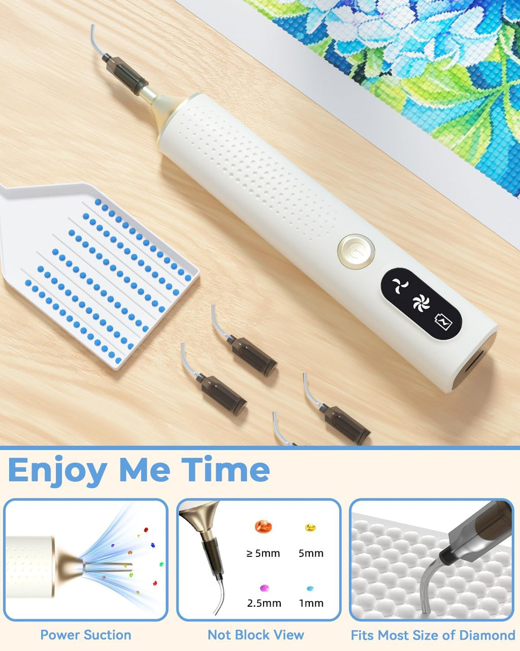 Electric Diamond Art Pen with Tips,Wireless & Quiet Diamond Painting Pen
