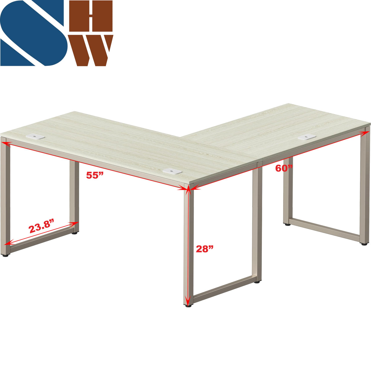 SHW 55 × 60-Inch Commercial-Grade L-Shaped Student Desk